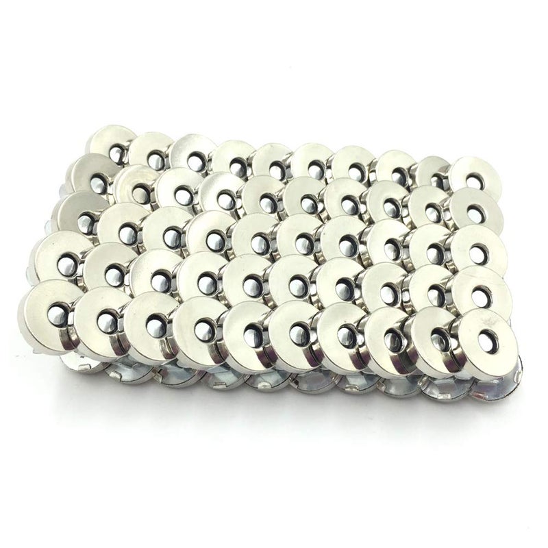 Vafon 100 Sets Silver Tone Magnetic Purse Snap Clasps Button/Great for Closure Purse Handbag Clothes Sewing Craft No Tools Required 14mm (14YIN100) - Image 1